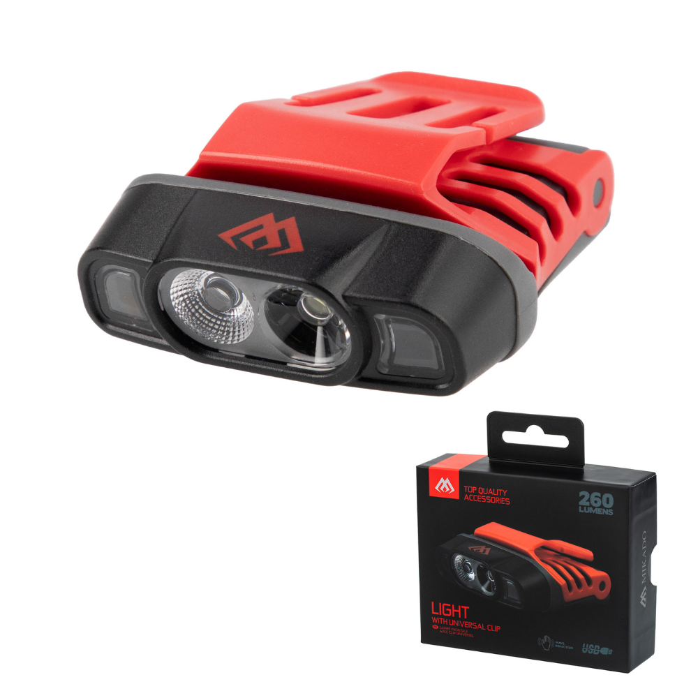 Mikado Motion Sensor Clip On Head Torch - 260 LUMENS - Includes Head Band Strap