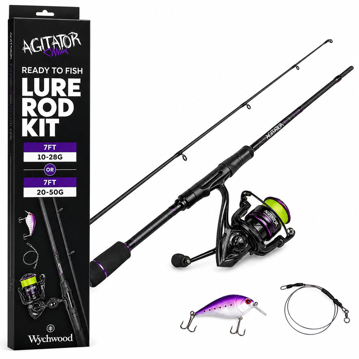 Wychwood Agitator LR-S RTF Spinning Lure Rod Kit 7ft - Predator Rod & Reel Kit
