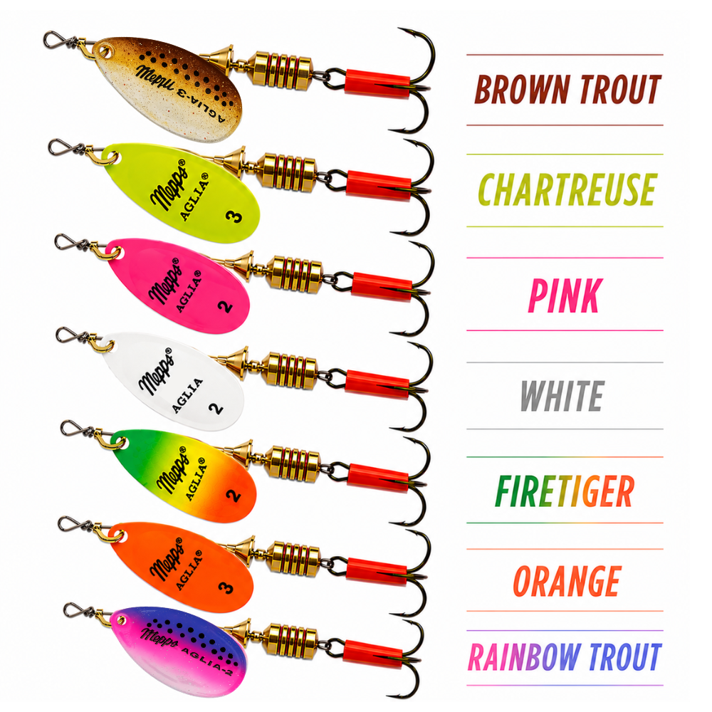 Mepps Aglia Fluoro Spinner - Original French Fishing Lure Trout Salmon Pike Bass