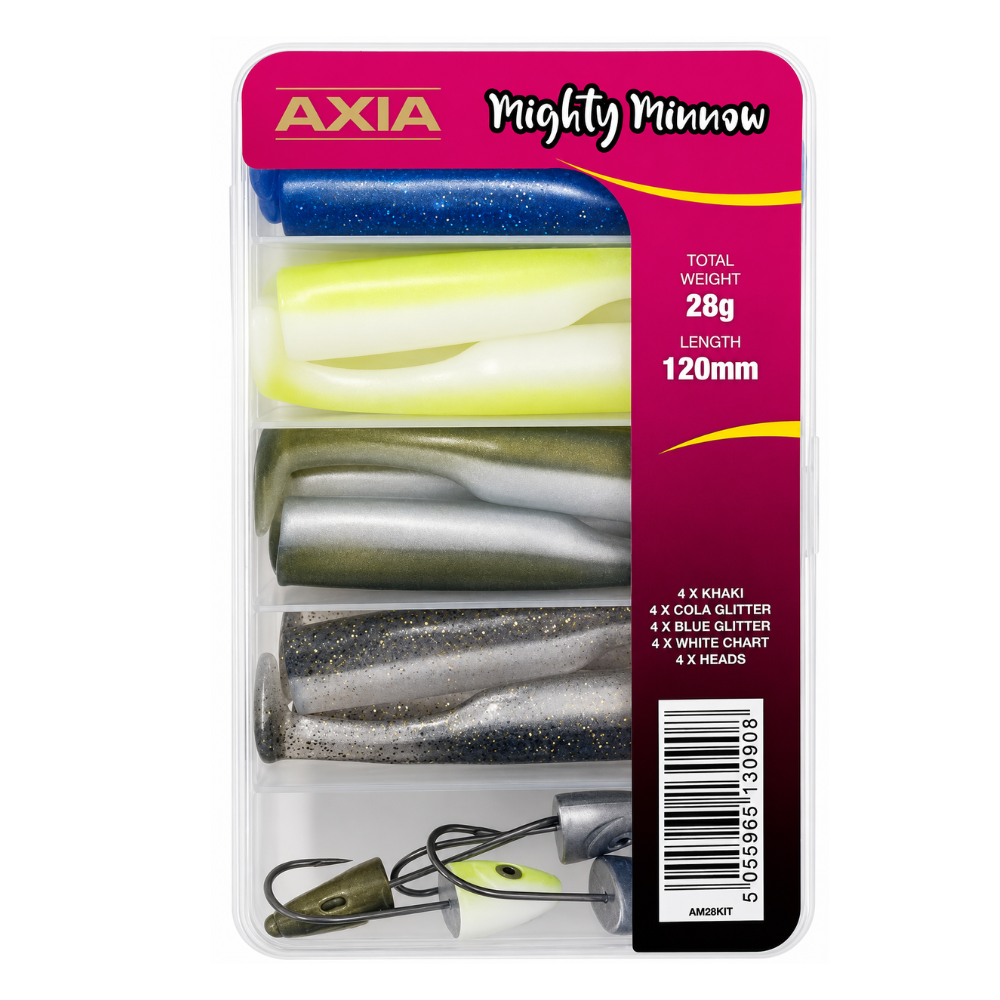 Tronixpro Axia Mighty Minnow Kit - 28g | 16 Lures | 4 Jig Heads Sea Fishing Kit