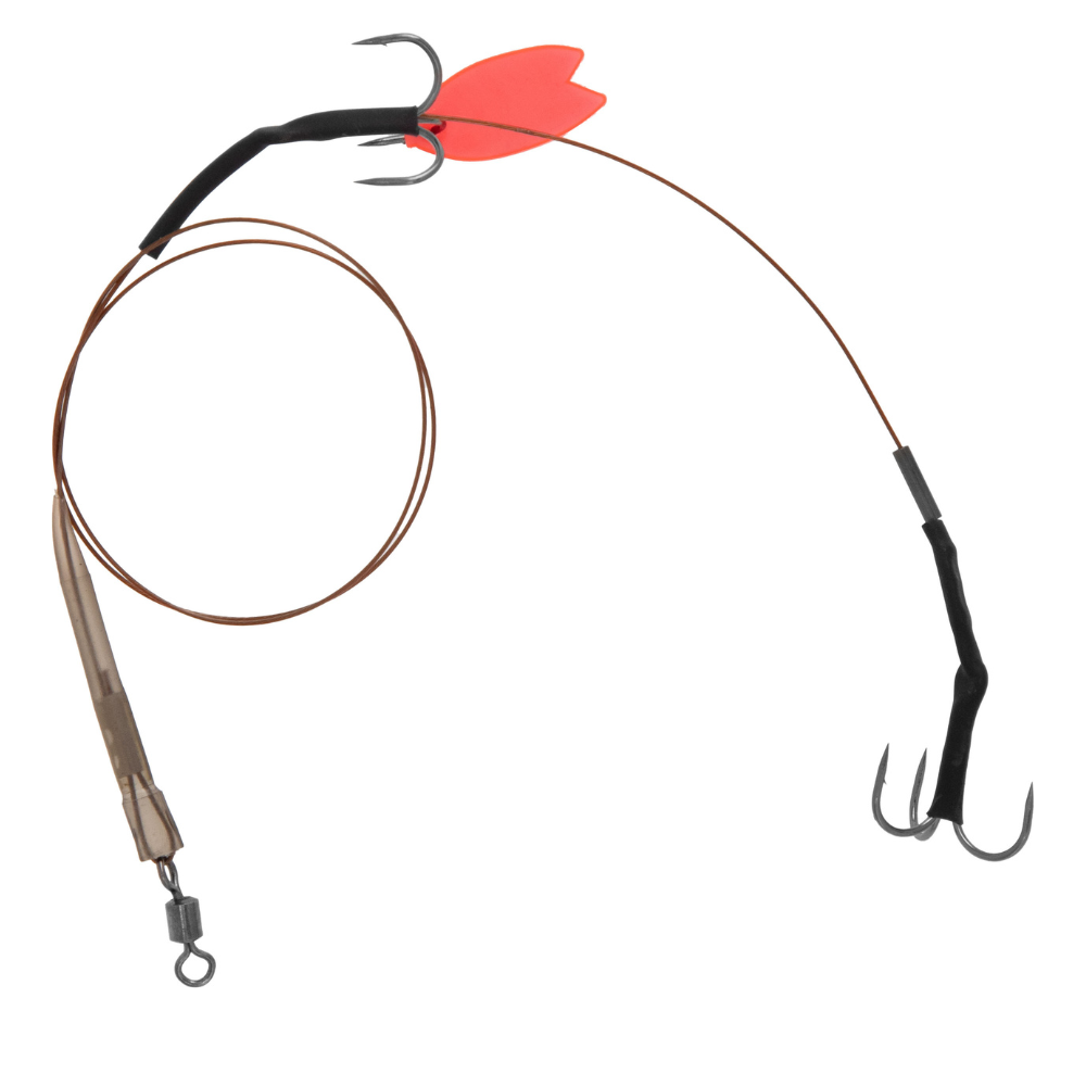 Mikado Twin Treble Steel Leader Deadbait Trace 1pc - Pike Fishing Deadbait Trace