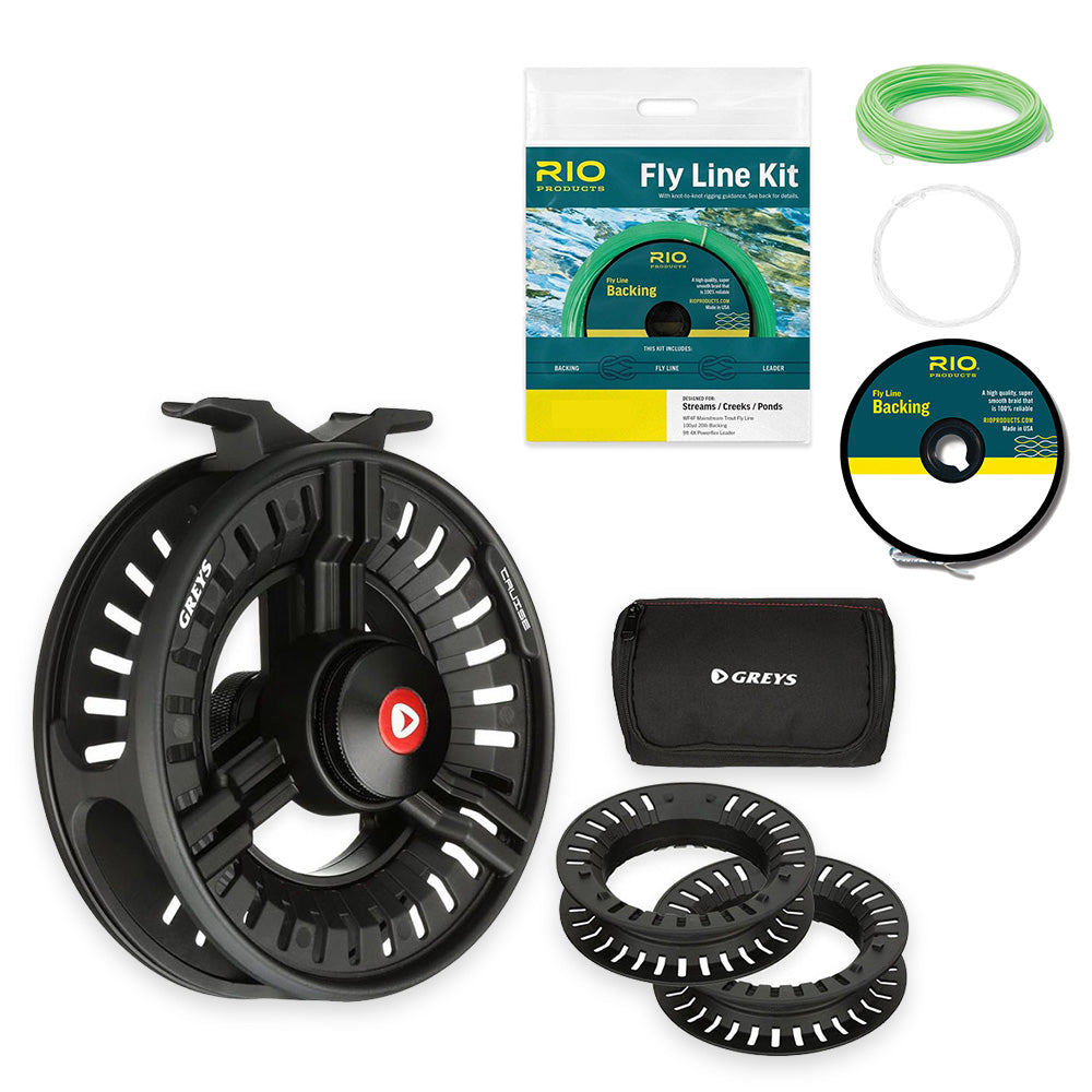 Greys Cruise Cassette Fly Reel + Rio Fly Line Fishing Kit - Fly Reel & Line Bundle