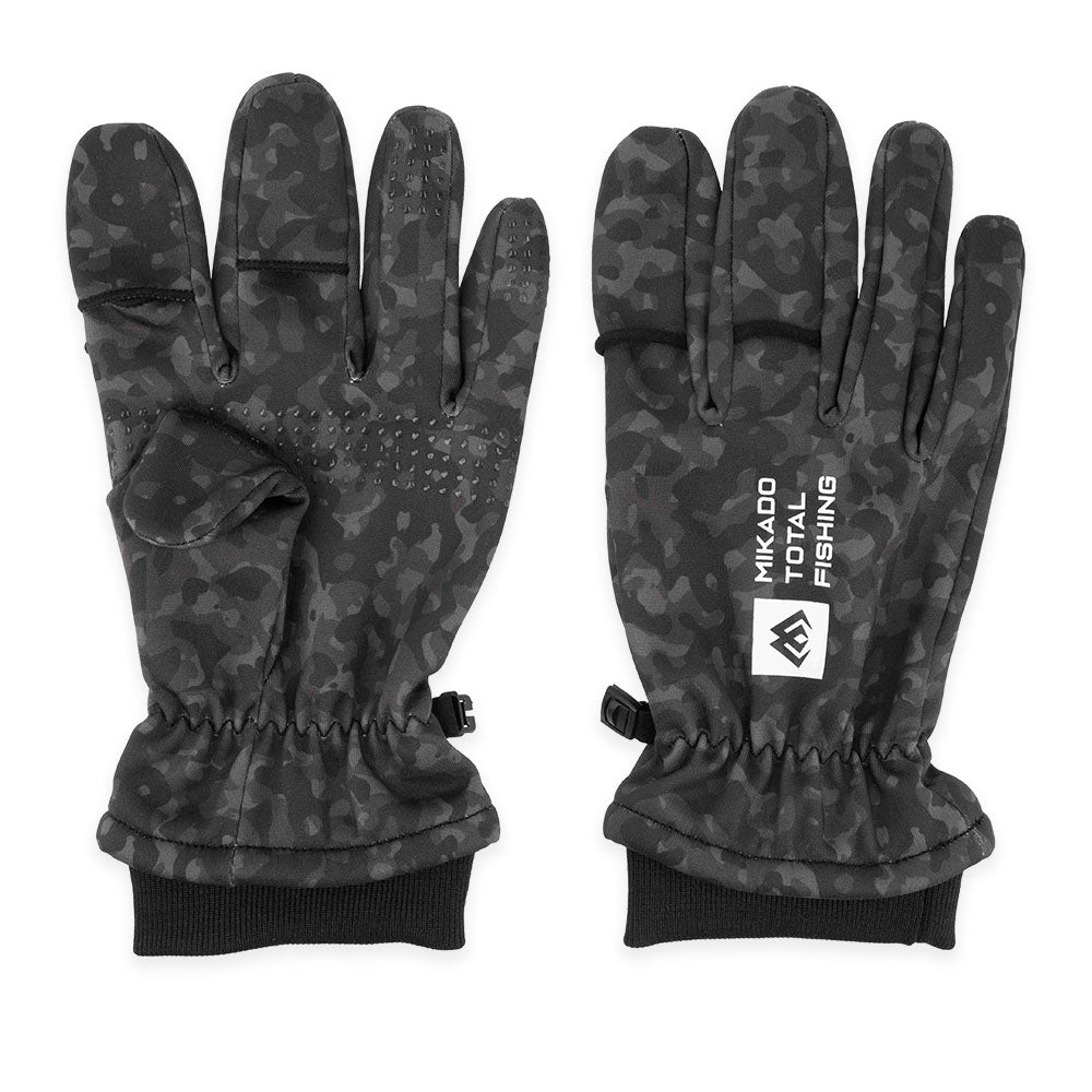 Mikado Softshell Black Camo Fishing Gloves