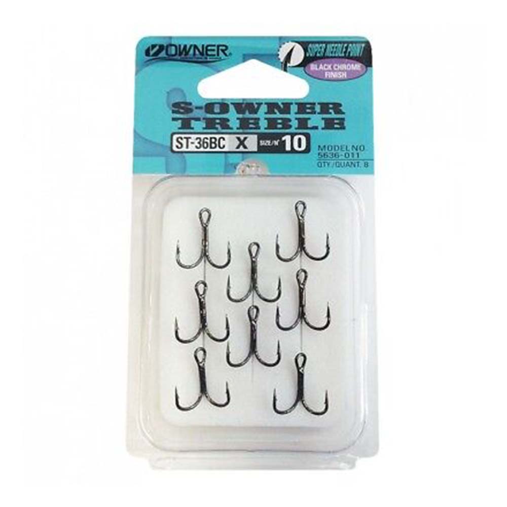 Owner Treble ST36BC Treble Hooks Barbed Black Chrome