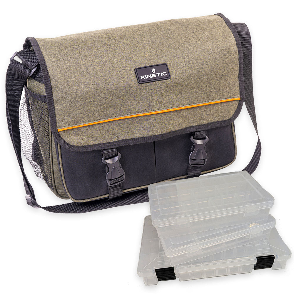 Kinetic Fishing Shoulder Bag With 3 Tackle Boxes - Shoulder/ Hip Fishing Bag