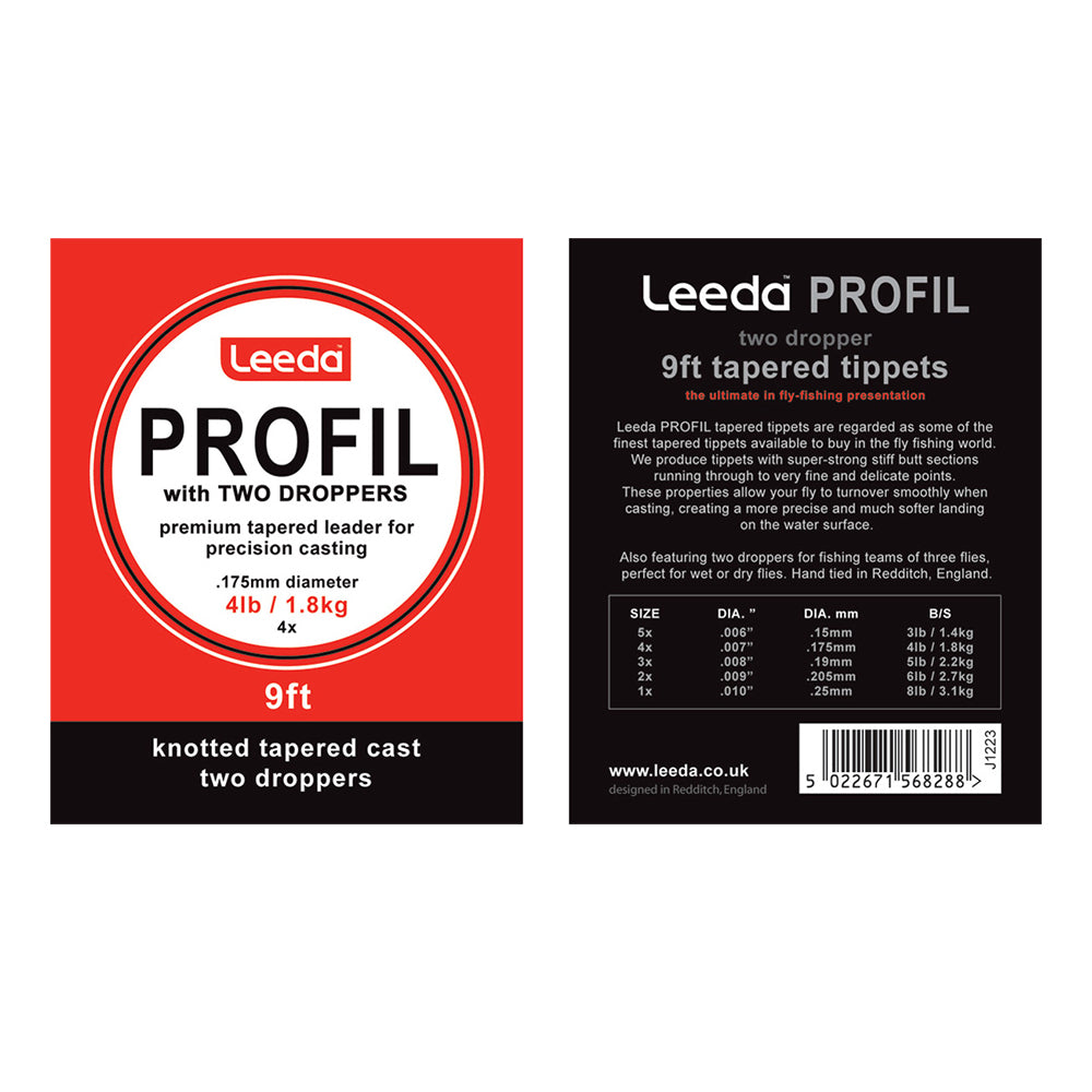 Leeda Profil Casts Wetfly Knotted Tapered Leader 9ft