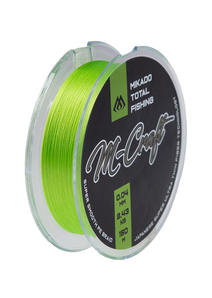Mikado M-Craft Fishing Braid 150m - X4 PE Braided Fishing Line - Fluo Green