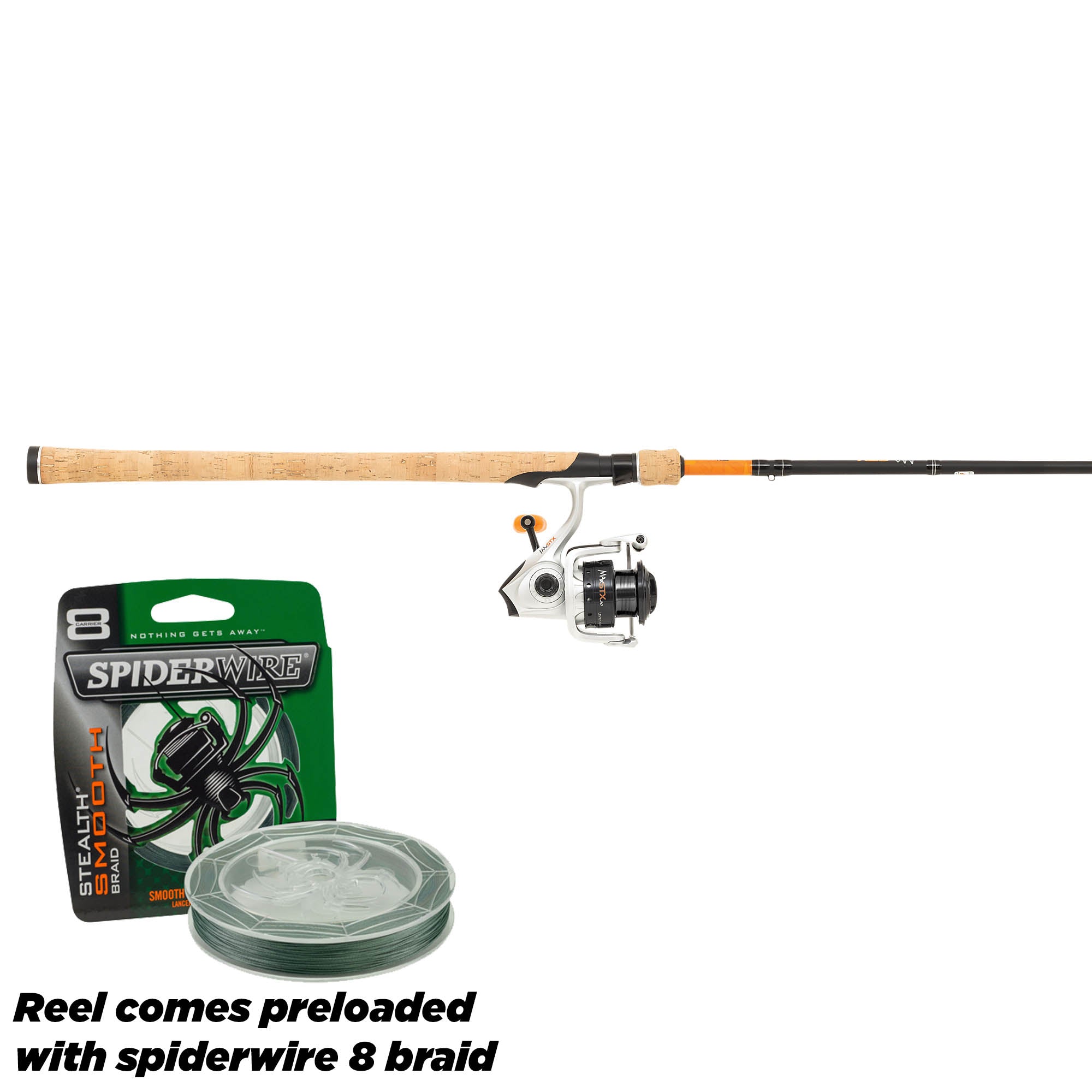 ABU GARCIA MAX STX SPINNING ROD REEL & SPIDERWIRE 8 BRAID COMBO