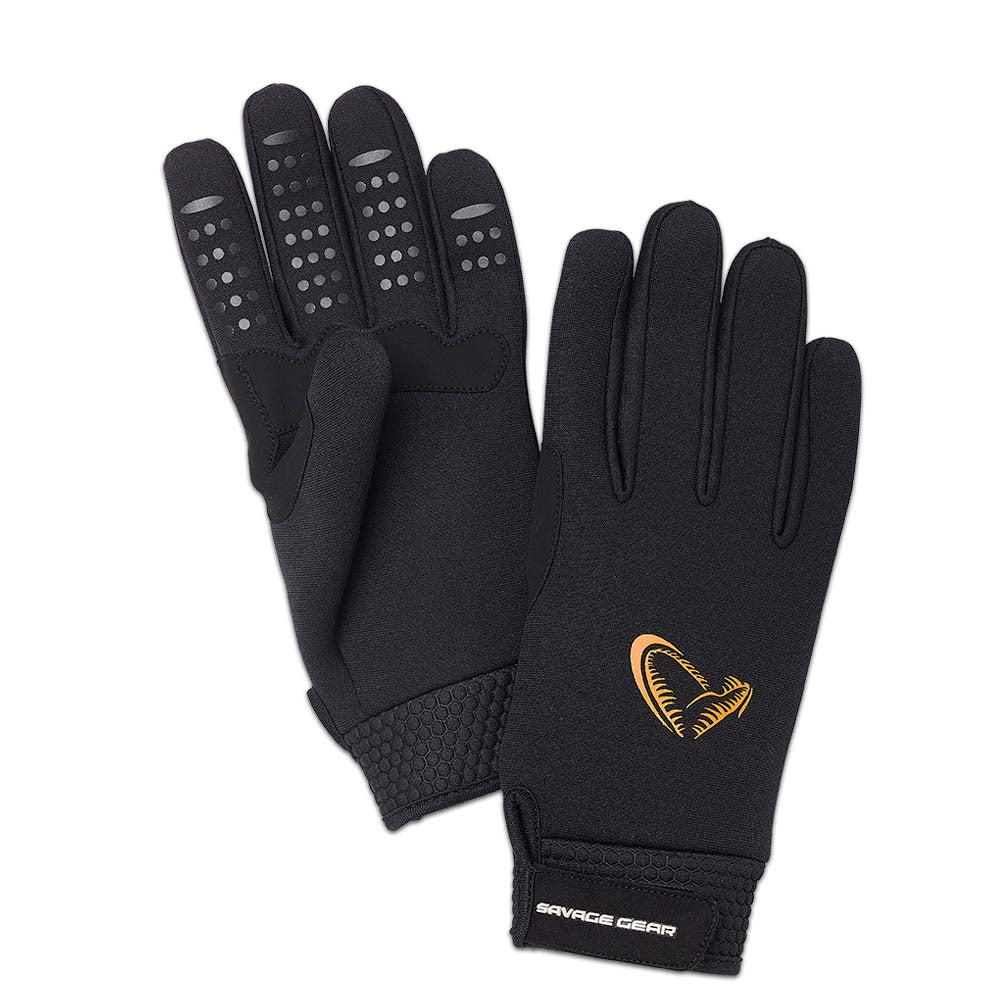 SAVAGE GEAR NEOPRENE STRETCH FISHING GLOVES - BLACK