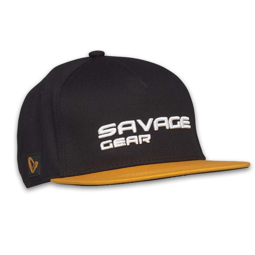 SAVAGE GEAR CAP FLAT PEAK 3D LOGO HAT - BLACK ORANGE