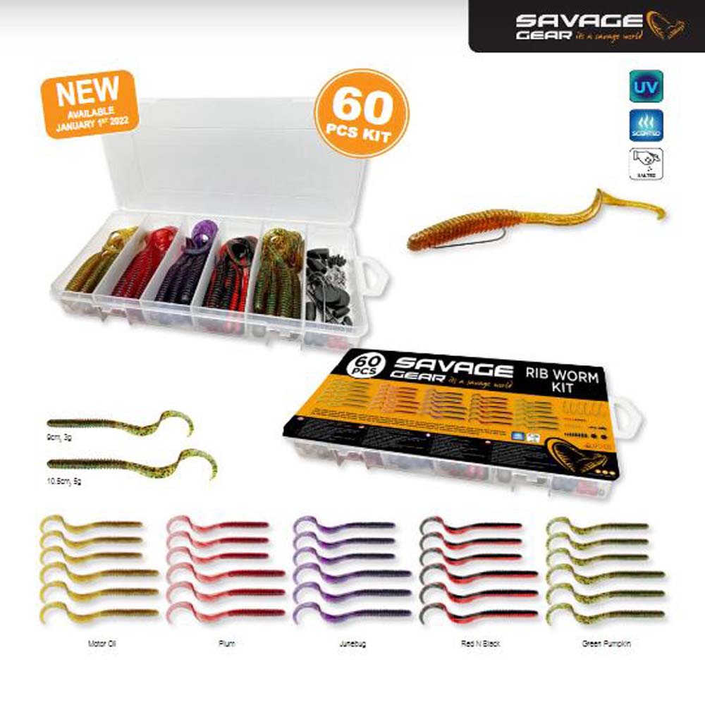 SAVAGE GEAR RIB WORM KIT - 60PCS