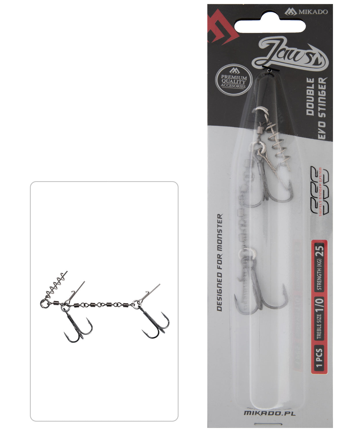 Mikado Jaws Double Treble Hook Evo Stinger