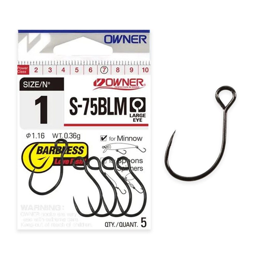 Owner S-75M Barbless Single Fishing Hooks