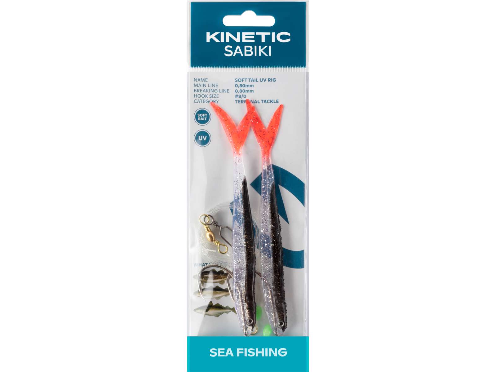 Kinetic Sabiki Soft Tail UV 2 Hook Sea Rig