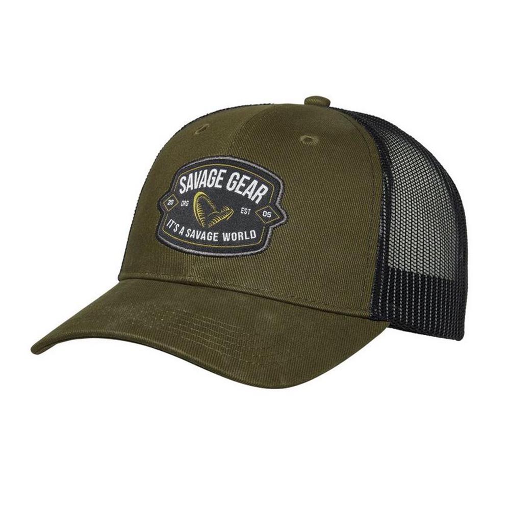 Savage Gear Badge Trucker Cap Green - Savage Gear Fishing Hat - NEW 2026