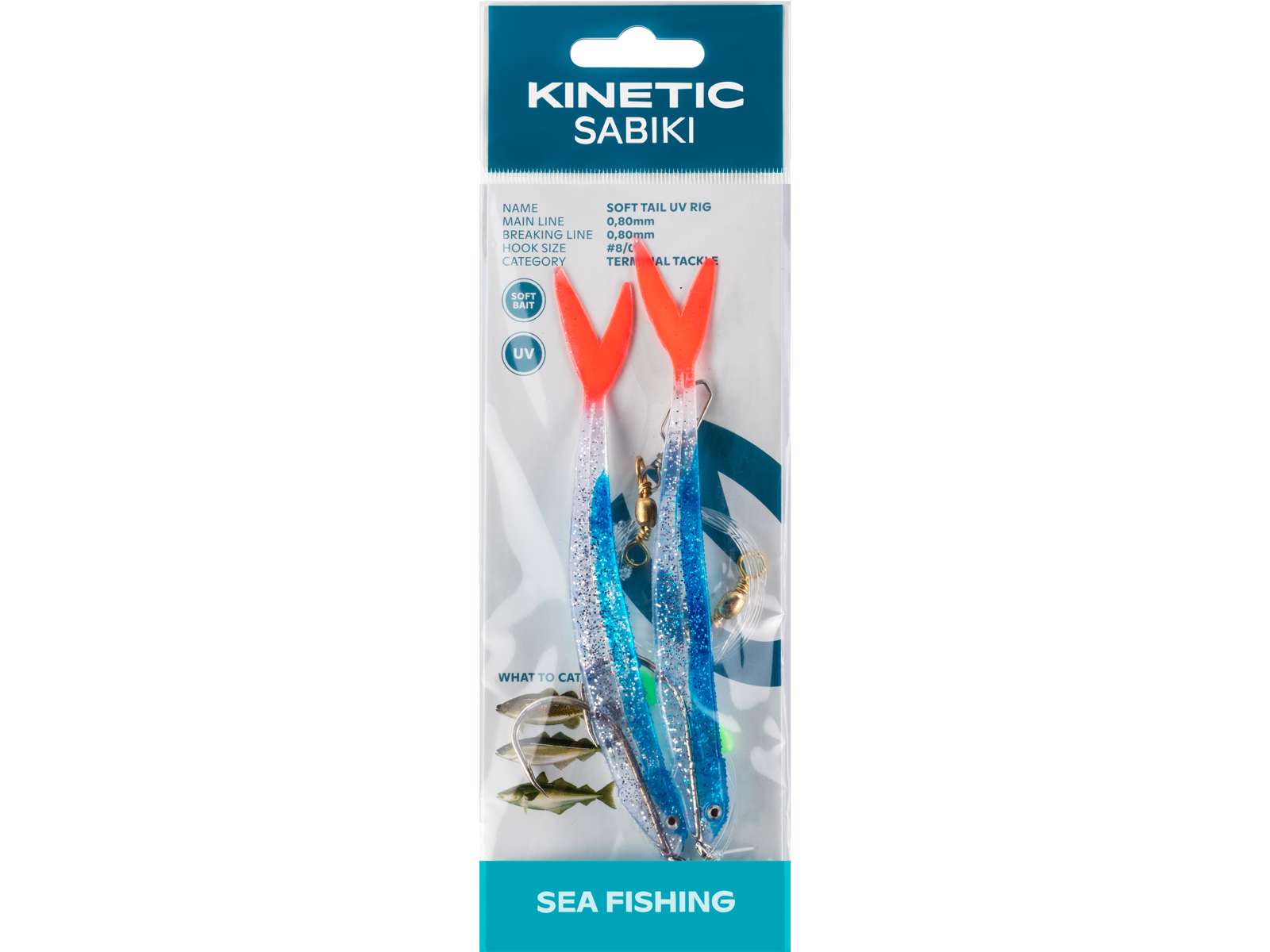 Kinetic Sabiki Soft Tail UV 2 Hook Sea Rig