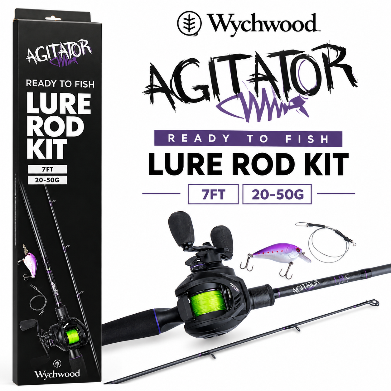 Wychwood Agitator LR-C RTF Baitcast Lure Rod Kit 7ft | 20-50g - Baitcast Combo