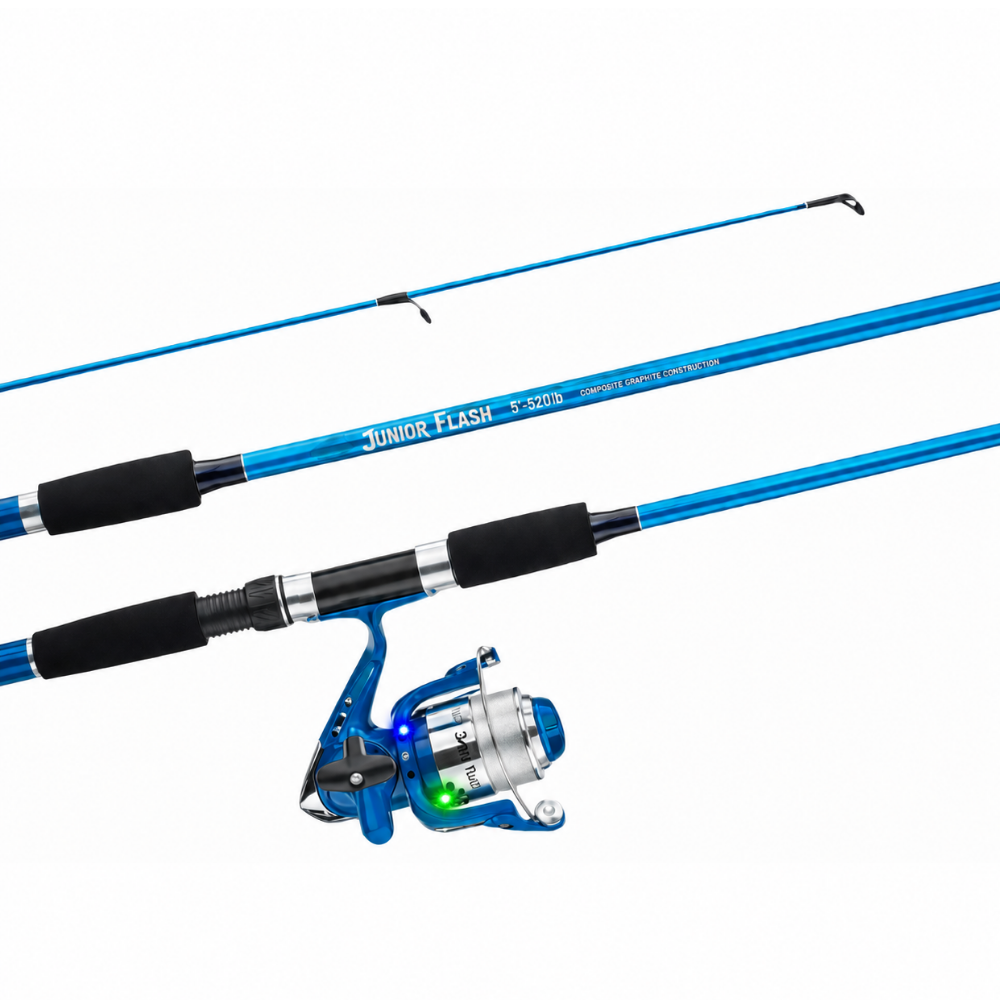 Jarvis Walker 5FT Junior Flash LED Kids Fishing Combo - Blue Fishing Rod & Reel