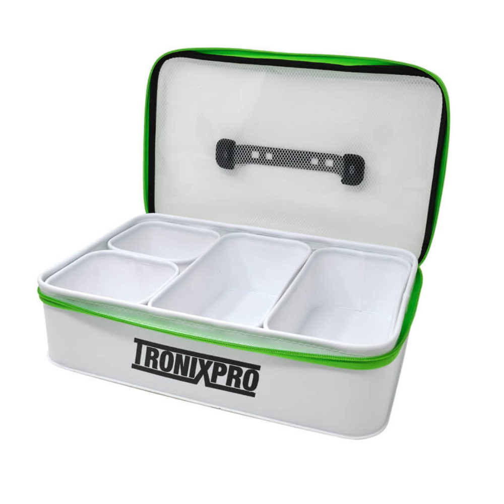 Tronixpro Fishing Bait Stocker Case - Bait Storage Bag - 4 Removable Trays 