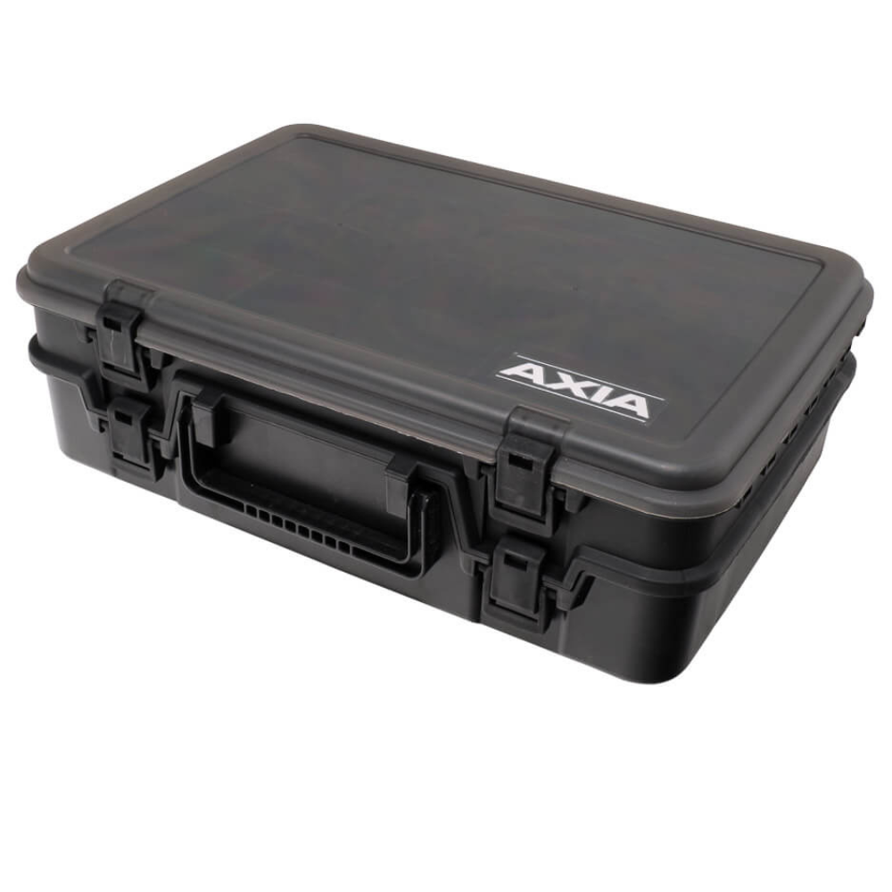 Tronixpro Axia Fishing Tackle Box Two Tier Carry Case - 38.5*28*12cm | Black