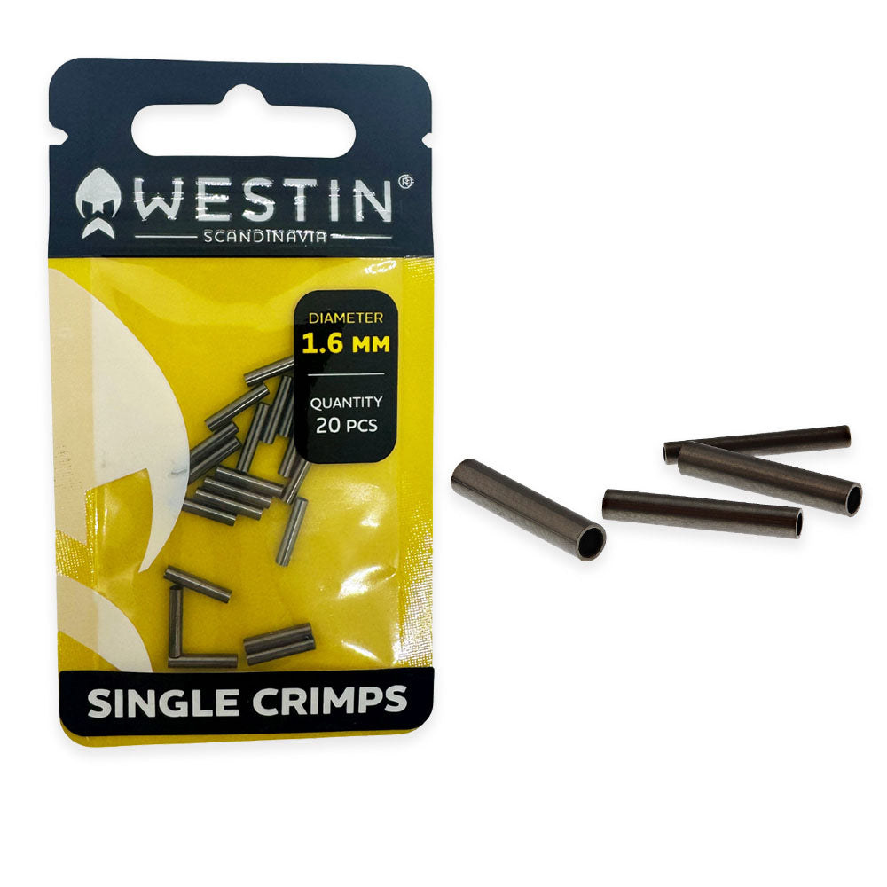 Westin Single Crimps 20pcs - Fishing Crimping Sleeves - 1mm to 1.6mm