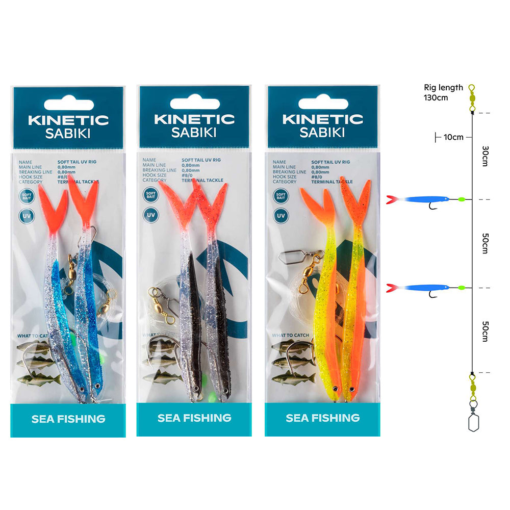 Kinetic Sabiki Soft Tail UV 2 Hook Sea Rig