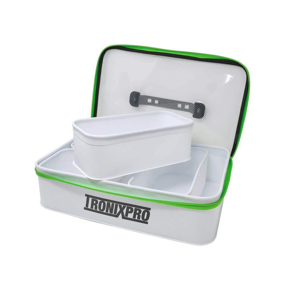 Tronixpro Fishing Bait Stocker Case - Bait Storage Bag - 4 Removable Trays 