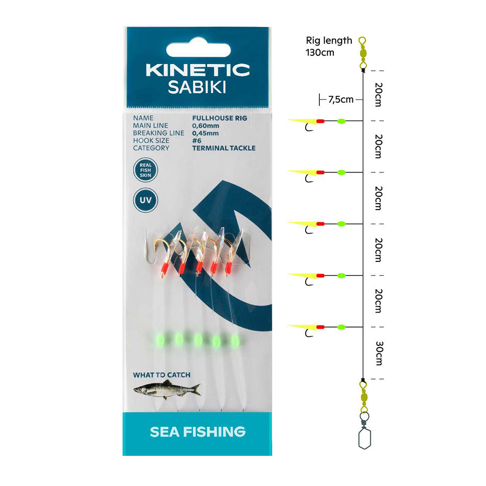 Kinetic Sabiki Fullhouse 5 Hook Sea Rig Fishskin