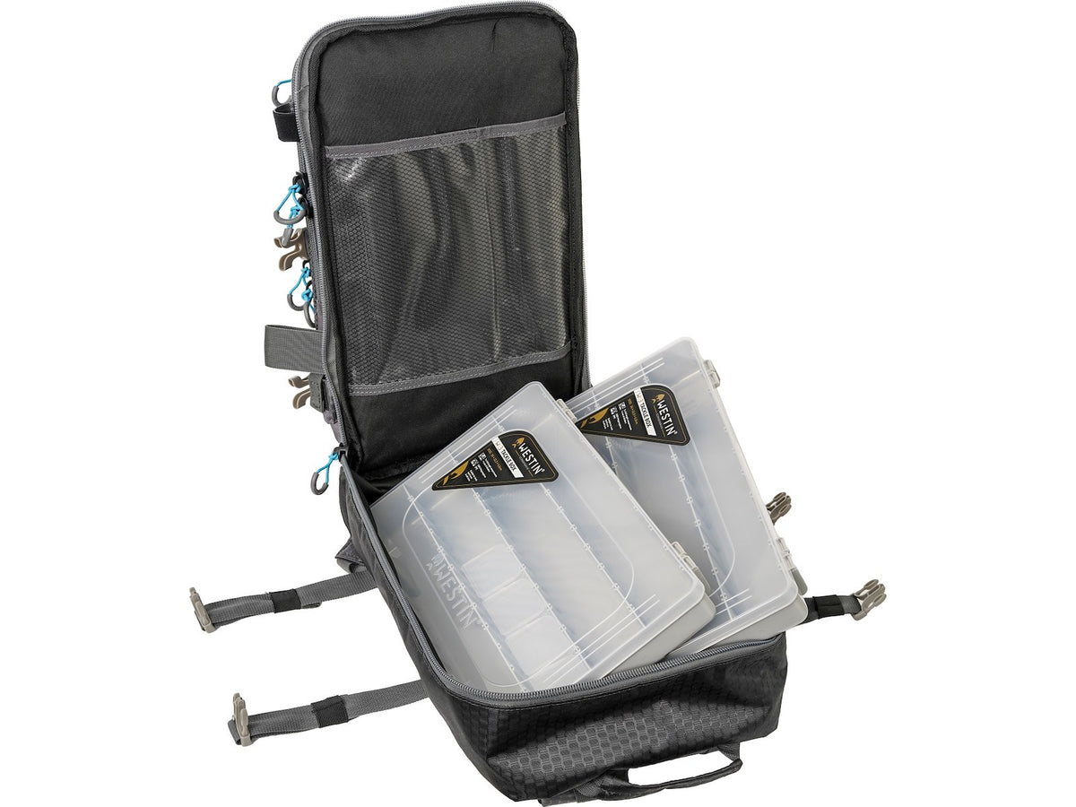 Westin W4 HD Fishing Backpack Large - 2 Tackle Boxes Included - Fishing Backpack