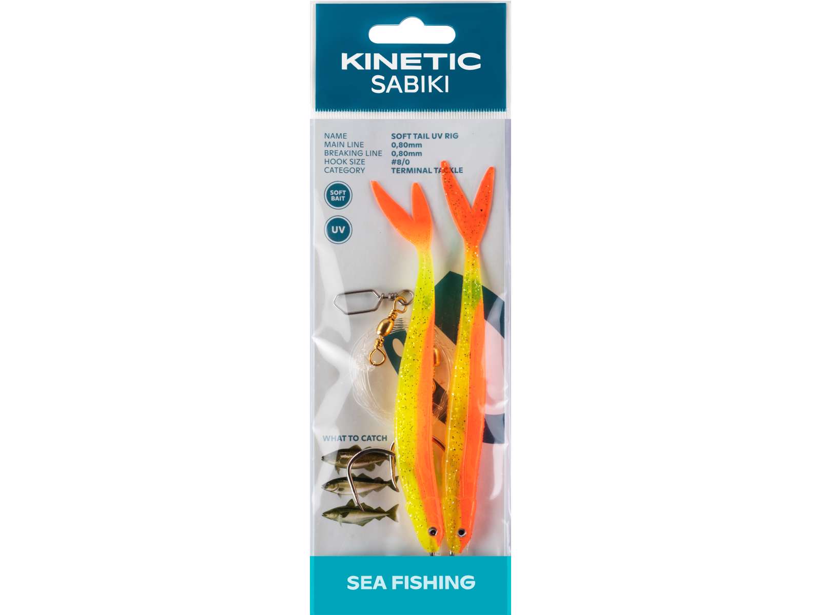 Kinetic Sabiki Soft Tail UV 2 Hook Sea Rig