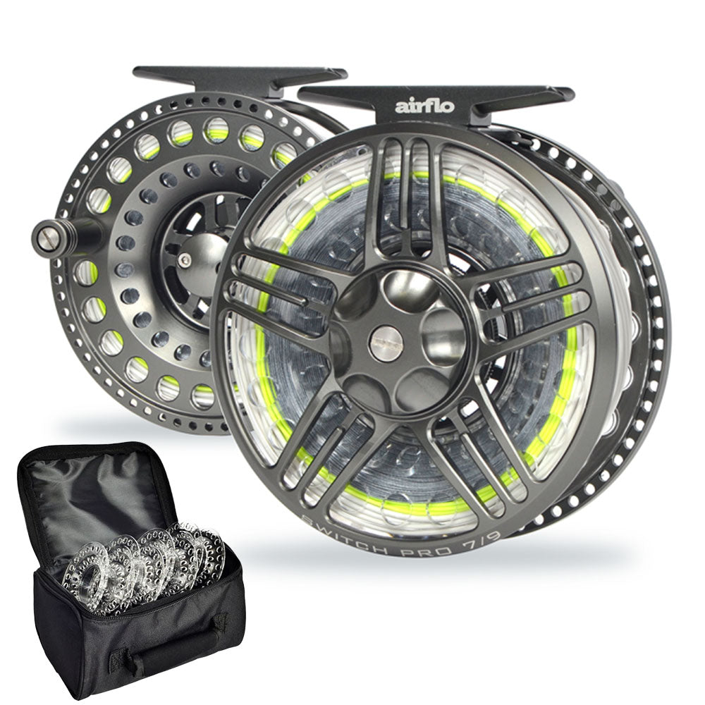 Airflo Switch Pro Fly Fishing Reel 7/9 + 5 Spools & Carry Case