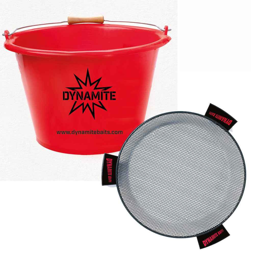 Dynamite Baits 17Ltr Mixing Bait Bucket, Riddle & Cover