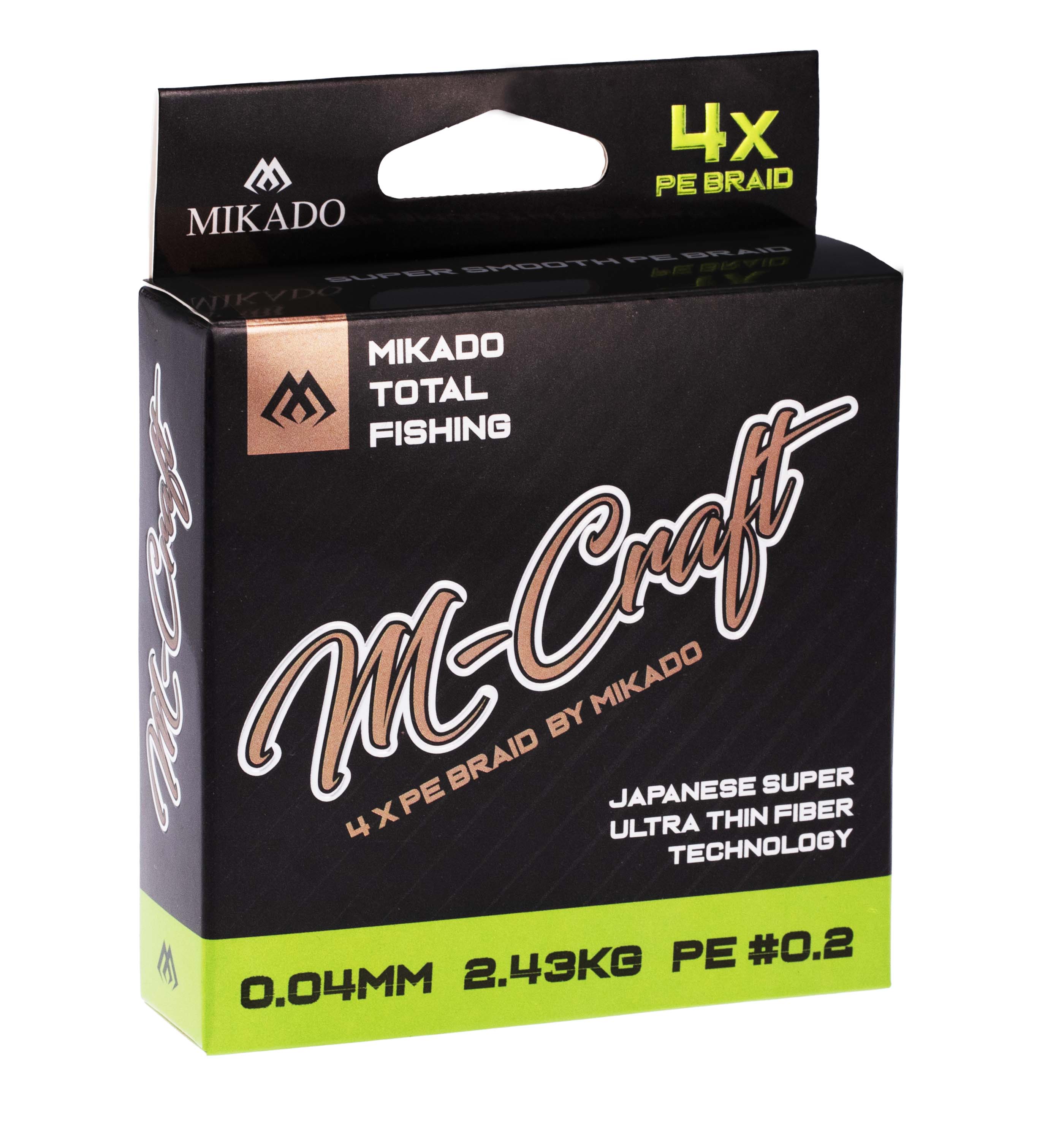 Mikado M-Craft Fishing Braid 150m - X4 PE Braided Fishing Line - Fluo Green