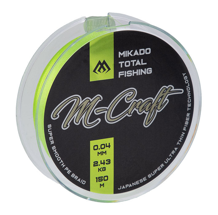 Mikado M-Craft Fishing Braid 150m - X4 PE Braided Fishing Line - Fluo Green