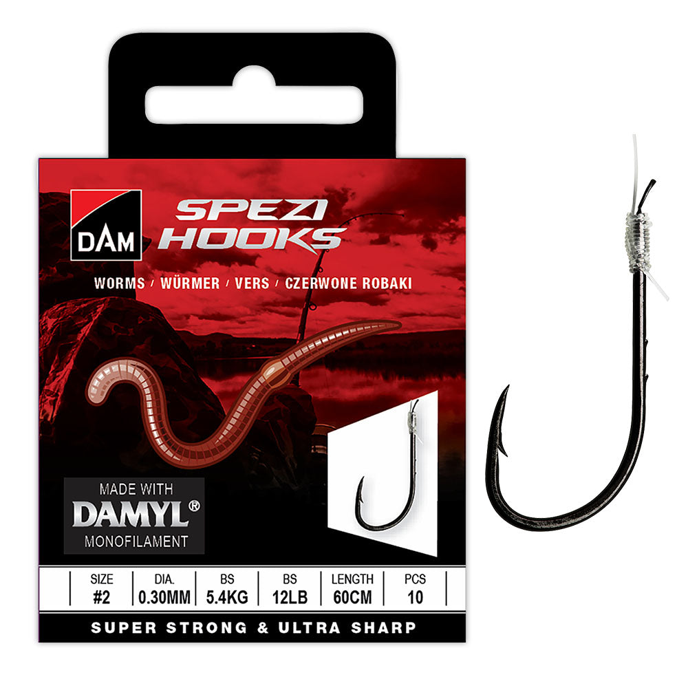 Dam Spezi Worm Hook &amp; Leader 10pcs
