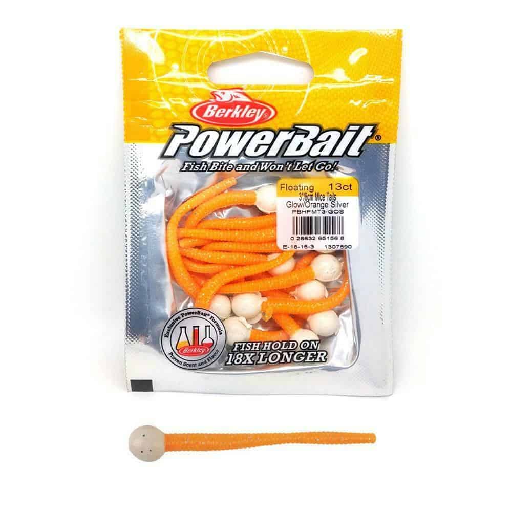 Berkley Powerbait Floating Mice Tails - Glow Orange Silver