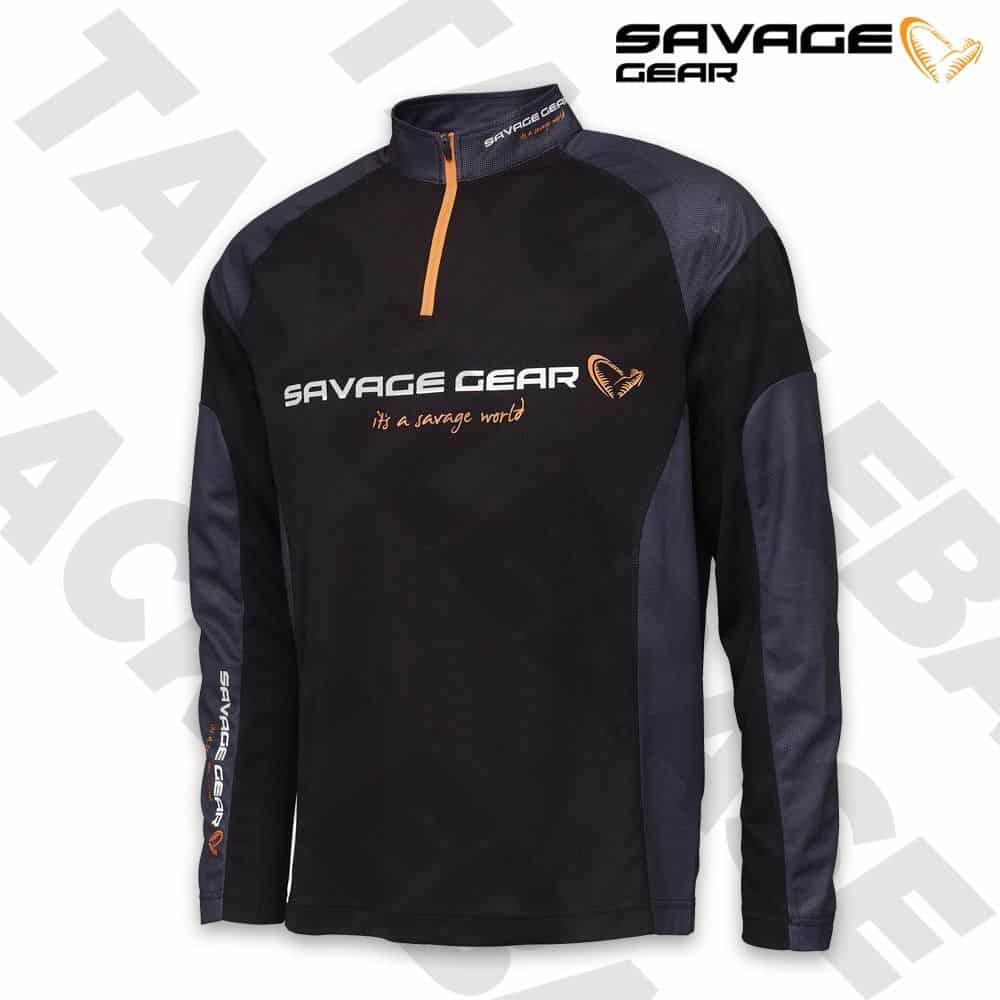 Savage Gear Tournament Fishing Jersey 1/2 Zip Long Sleeve - Black Ink