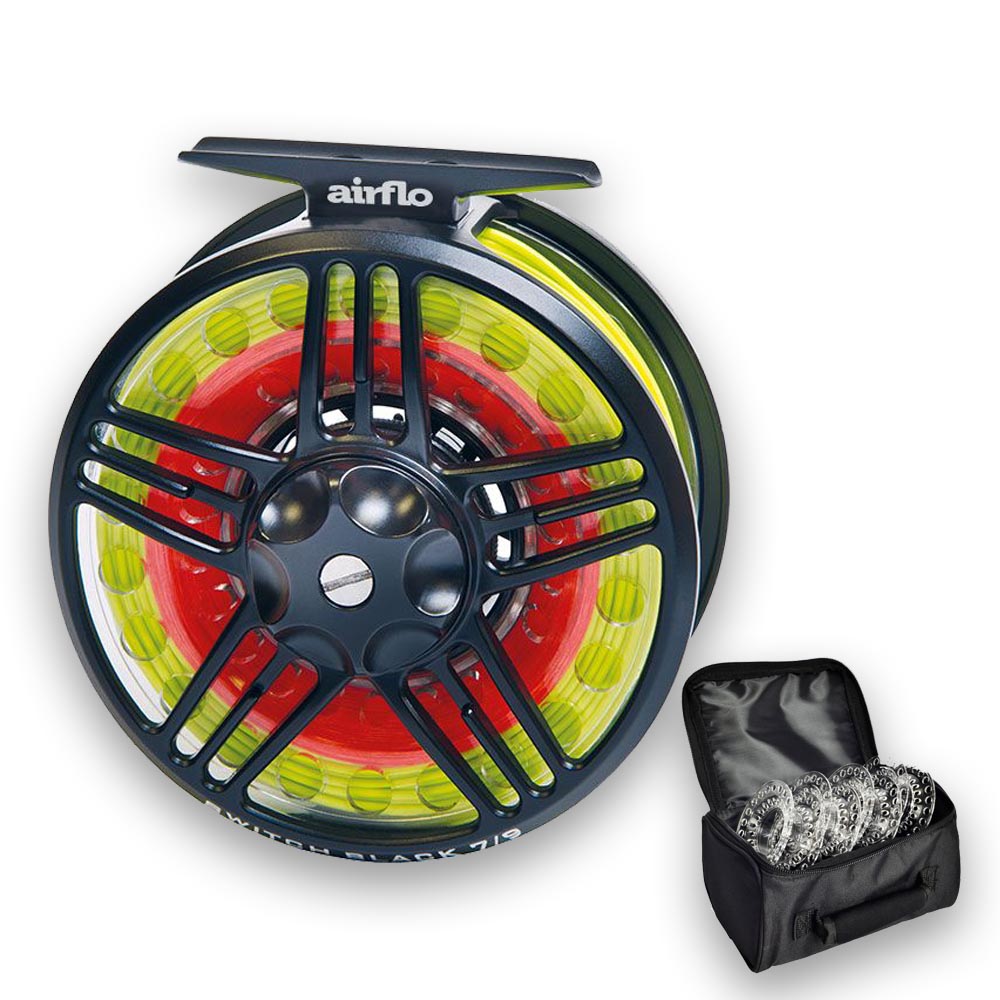 AIRFLO SWITCH FLY FISHING REEL + 5 SPOOLS & CARRY CASE - 4-7 7-9
