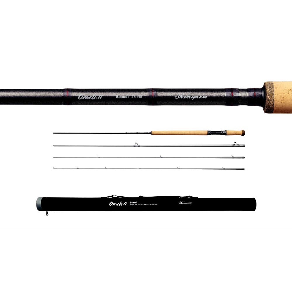 SHAKESPEARE ORACLE 2 SCANDI 4 PIECE FLY ROD 13FT9-14FT9 WITH ROD TUBE