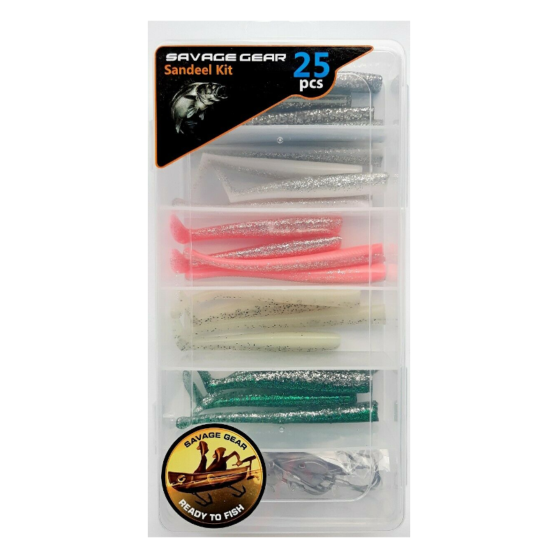 Savage Gear Sandeel Kit 25pc Sea Lures 10/11cm 16/22g Predator Fishing Sand Eel Savage Gear Sandeel Kit 25pc Sea Lures 10/11cm 16/22g Predator Fishing Sand Eel