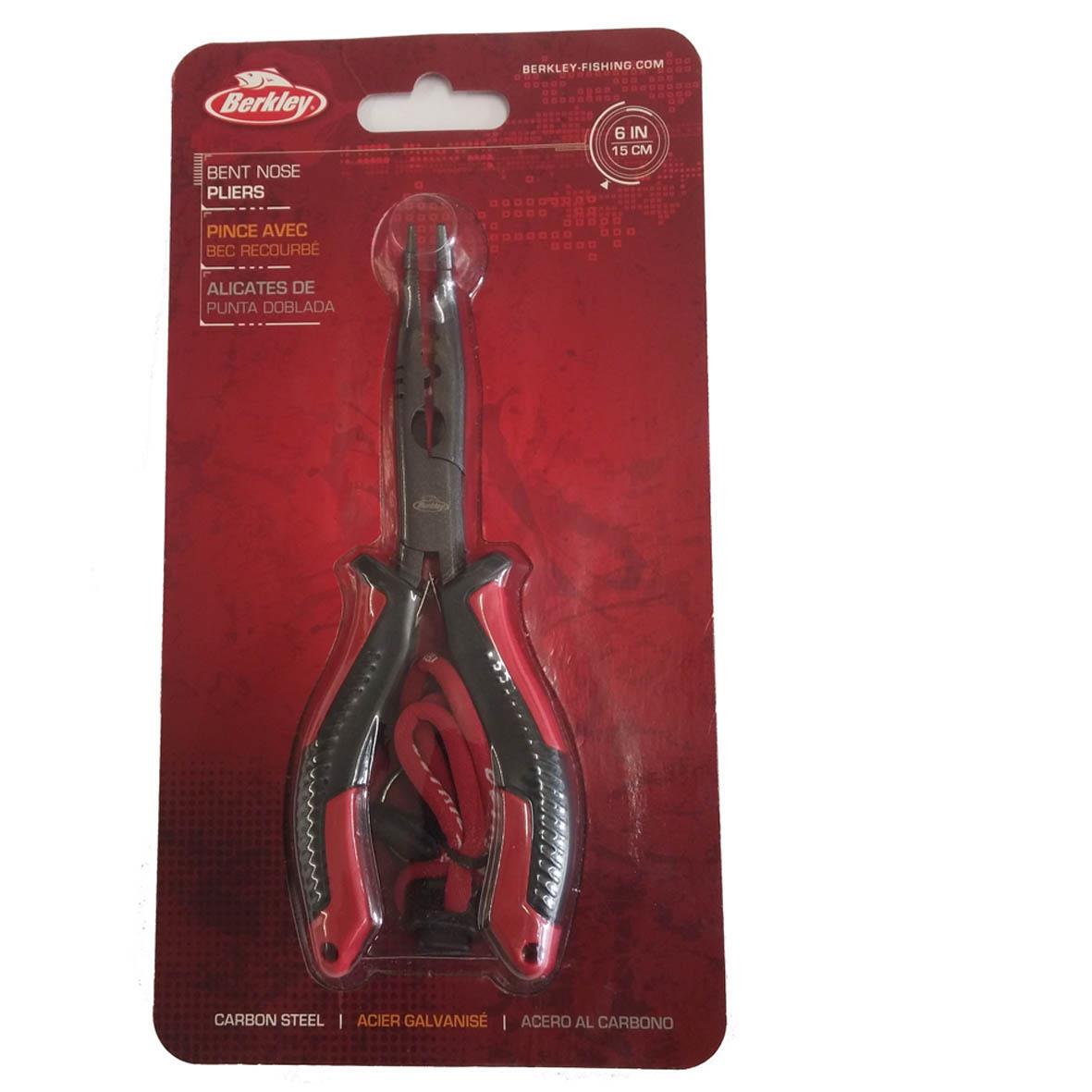 Berkley Bent Nose Fishing Pliers With Lanyard  6" - Cutting - Crimping - Tuning Features