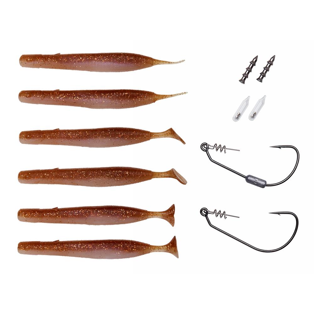 Savage Gear Gravity Stick Kit: 30 Pesci In Gomma Con Ami E Scatola - Set Esche Artificiali Per Luccio, Persico E Mare